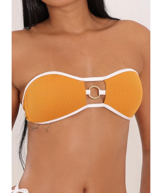 BIQUÍNI TOP TOMARA QUE CAIA CALCINHA DE AMARRAR CARAMELO COLEÇÃO ÁGUA VIVA COMBVAN719
