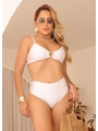 BIQUÍNI TOP ARGOLA CALCINHA ALTA BRANCO COLEÇÃO COR DO PECADO - 1