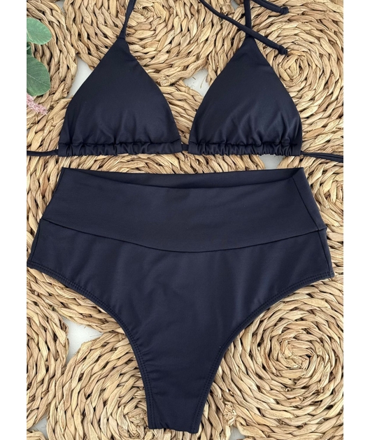 BIQUÍNI CORTININHA CALCINHA TALA PRETO COLEÇÃO CALIENTE 0104