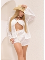 SAÍDA DE PRAIA CONJUNTO COM SHORT NO CROCHÊ BRANCO COLEÇÃO PÉROLA - 1