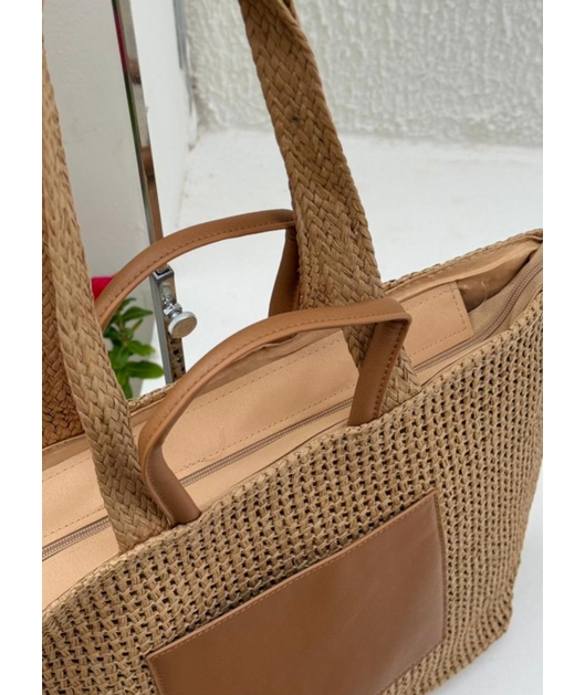 BOLSA DE PALHA GRANDE BEGE MALIBU