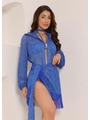 SAÍDA DE PRAIA CAMISA COM PÁREO NO CROCHÊ AZUL COLEÇÃO PÉROLA - 1