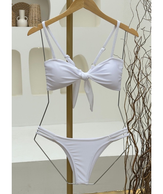BIQUÍNI TOP NÓ CALCINHA STRAPPY BRANCO COLEÇÃO COR DO PECADO