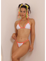COMBO DE CARNAVAL BIQUÍNI CORTININHA BRANCO E MINI SAIA LARANJA NEON COLEÇÃO ESQUENTA FOLIA - 2
