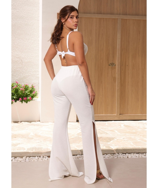 SAÍDA DE PRAIA CALÇA COM CINTO BRANCA COLEÇÃO VERANEIO