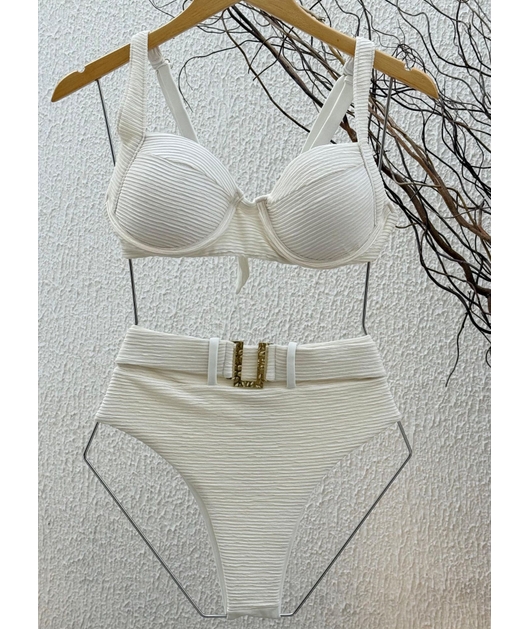 BIQUÍNI MEIA TAÇA CALCINHA ALTA COM CINTO OFF WHITE COLEÇÃO PURO AMOR DROP 2