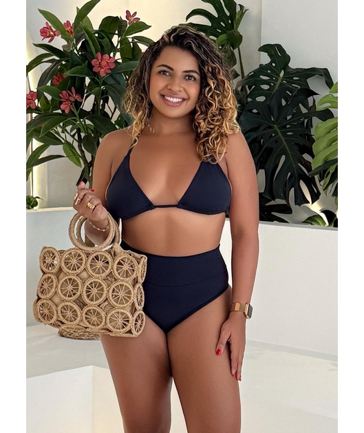 BIQUÍNI CORTININHA CALCINHA TALA PRETO COLEÇÃO CALIENTE 0104