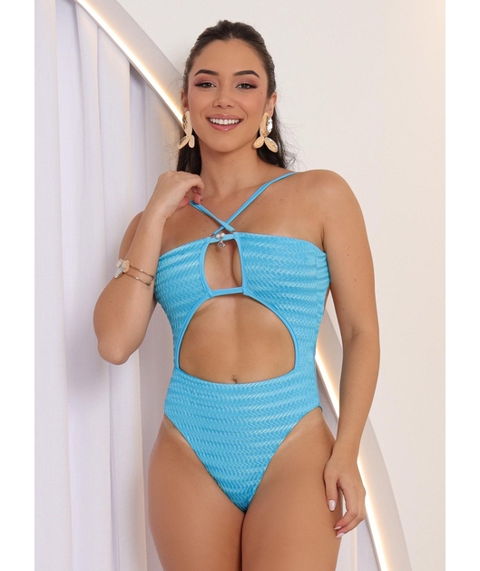 MAIÔ RECORTES AZUL COLEÇÃO VIBRANTE