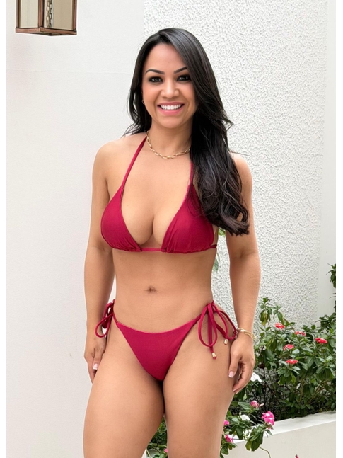 BIQUÍNI CORTININHA CALCINHA DE AMARRAR MARSALA