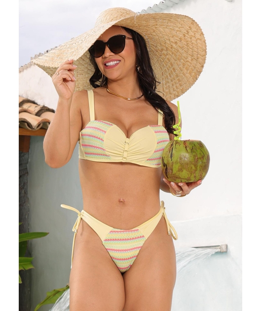 BIQUÍNI TOP CALCINHA DE AMARRAR AMARELO COLEÇÃO ÁGUA DE COCO