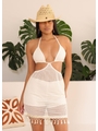 SAÍDA DE PRAIA CORTININHA COM SAIA DE FRANJA OFF WHITE COLEÇÃO CLAREIA - 1