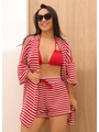 SAÍDA DE PRAIA KIMONO COM SHORT VERMELHO 1410 - 1