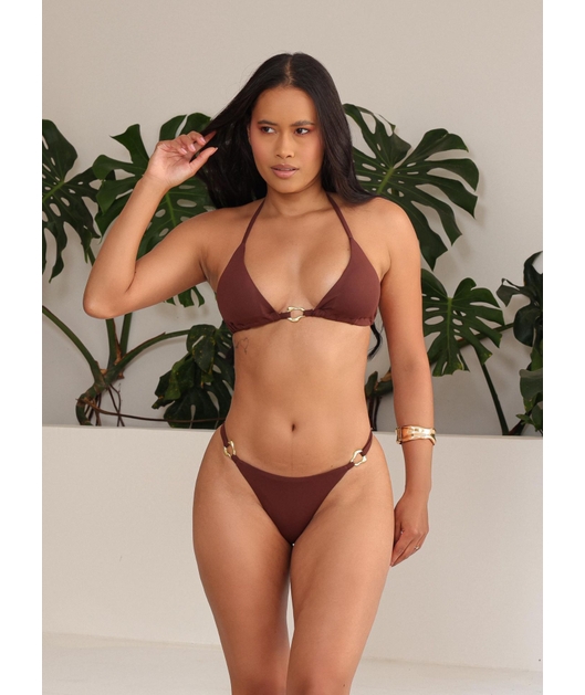 BIQUÍNI CORTININHA CALCINHA COM REGULADOR MARROM COLEÇÃO ATLÂNTICA