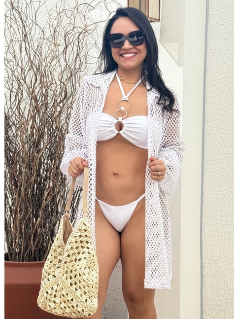 SAÍDA DE PRAIA CAMISA NO ARRASTÃO BRANCA M216