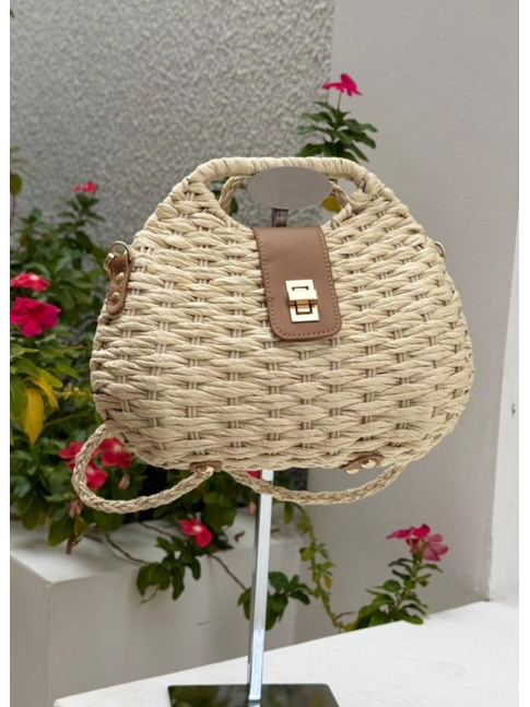 BOLSA DE PALHA PEQUENA OFF WHITE CHARM