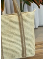 BOLSA DE PALHA GRANDE OFF WHITE ALÇAS BEGE - 3