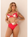 BIQUÍNI MEIA TAÇA BICOLOR CALCINHA RECORTE LATETAL VERMELHO COLEÇÃO NÁUTICA - 1