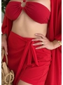 SAÍDA DE PRAIA KIMONO COM SHORT SAIA SEDINHA VERMELHA COLEÇÃO CALIENTE - 3