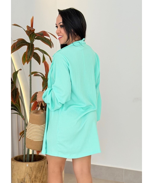 SAÍDA DE PRAIA CAMISA NO CHIFFON VERDE CLARO