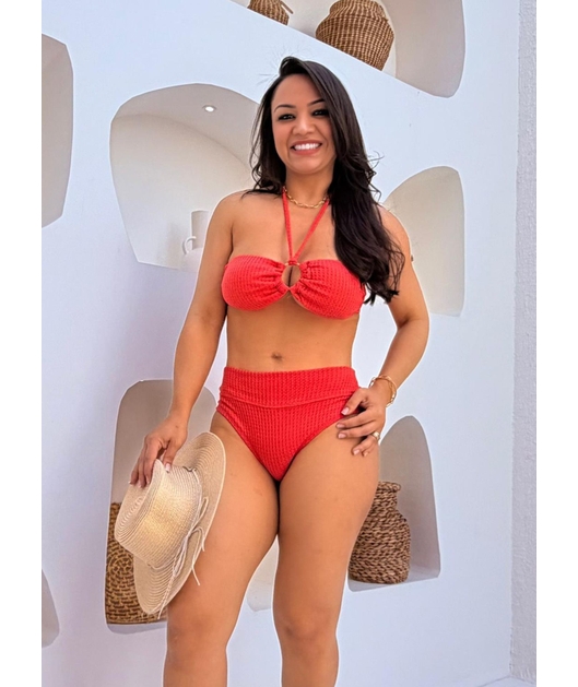 BIQUÍNI TOP ARGOLA CALCINHA TALA CORAL COLEÇÃO SARDENHA