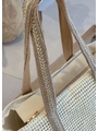 BOLSA DE PALHA GRANDE OFF WHITE ALÇAS BEGE - 2