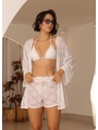 SAÍDA DE PRAIA CONJUNTO KIMONO COM SHORT NA RENDA BRANCO COLEÇÃO ÁGUA VIVA - 1