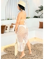 SAÍDA DE PRAIA SAIA NO CROCHÊ DE FRANJAS OFF WHITE COLEÇÃO HANDMADE - 2