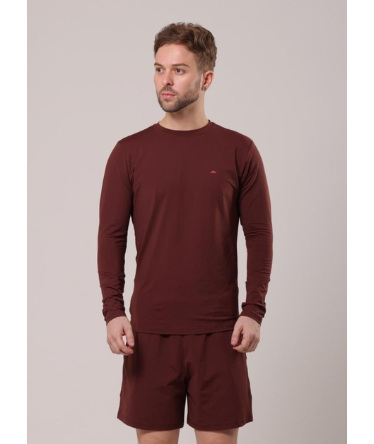 CONJUNTO MASCULINO DE PROTEÇÃO UV CAMISA COM SHORT MARROM