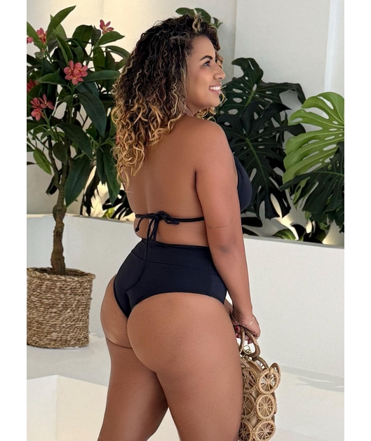 BIQUÍNI CORTININHA CALCINHA TALA PRETO COLEÇÃO CALIENTE 0104