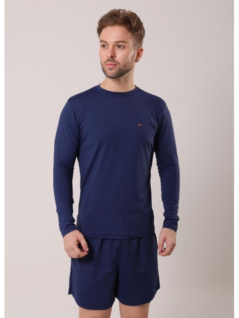 CONJUNTO MASCULINO DE PROTEÇÃO UV CAMISA COM SHORT AZUL MARINHO