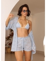 SAÍDA DE PRAIA CONJUNTO KIMONO COM SHORT NA RENDA AZUL COLEÇÃO ÁGUA VIVA - 1