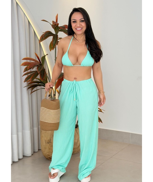 SAÍDA DE PRAIA CALÇA NO CHIFFON VERDE CLARO LOOKSA3
