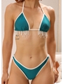 BIQUÍNI CORTININHA PÉROLAS CALCINHA DE AMARRAR VERDE TURQUESA COLEÇÃO FUNDO DO MAR - 3