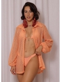 SAÍDA DE PRAIA CAMISA CROCHE LARANJA COLEÇÃO FOLIA - 1