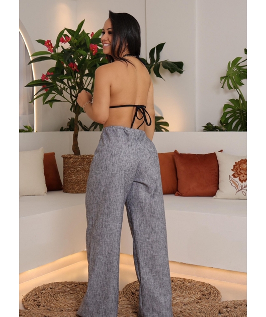 SAÍDA DE PRAIA CALÇA PANTALONA PRETA COLEÇÃO FÉRIAS E MAR