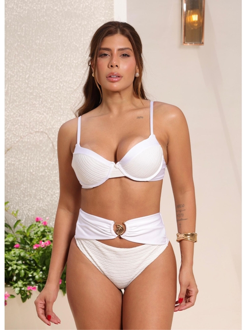 BIQUÍNI MEIA TAÇA CALCINHA ALTA BRANCO COLEÇÃO VERANEIO