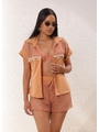 SAÍDA DE PRAIA CONJUNTO CAMISA E SHORT BRONZE COLEÇÃO CELEBRATION gih3 - 1