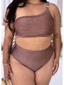 BIQUÍNI TOP NULA MANGA CALCINHA ALTA MARROM - GG - 3