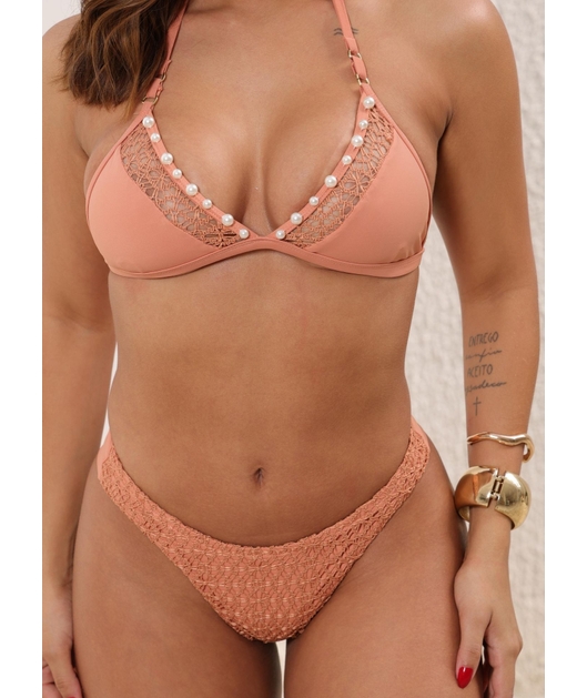 BIQUÍNI TOP PÉROLA CALCINHA ASA DELTA BRONZE COLEÇÃO CELEBRATION