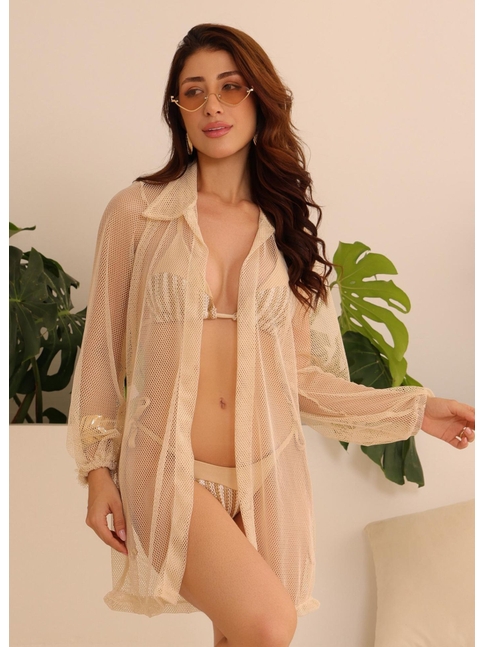 SAÍDA DE PRAIA CAMISA TELA NUDE COLEÇÃO MARINE