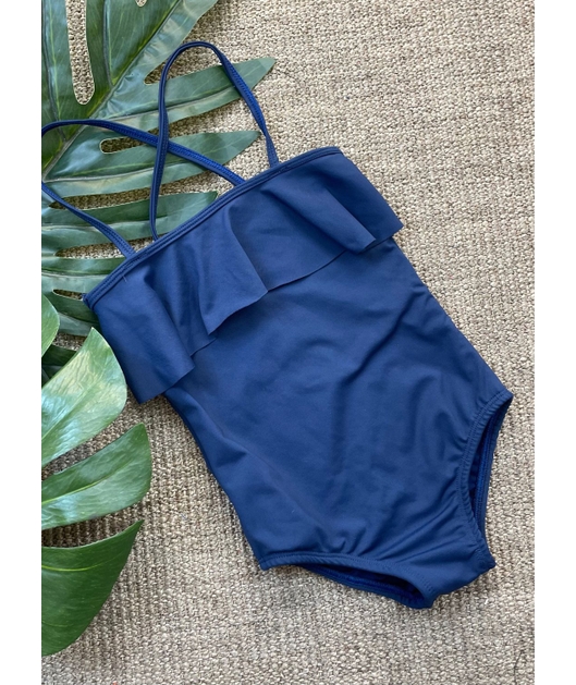 MAIÔ TRADICIONAL INFANTIL BABADO AZUL MARINHO