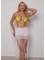 SAÍDA DE PRAIA SAIA CROCHÊ COM FRANJA OFF WHITE COLEÇÃO BRASIL RAIZ - 1