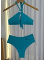 BIQUÍNI TOP FRENTE ÚNICA CALCINHA ALTA AZUL COLEÇÃO MARÉ FASHION - 4