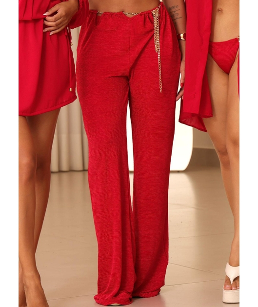 SAÍDA DE PRAIA CALÇA COS CORRENTE VERMELHA COLEÇÃO SOLARE