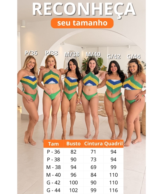 BIQUÍNI CROPPED CROCHÊ CALCINHA ASA DELTA VERDE BANDEIRA COLEÇÃO BRASIL RAIZ