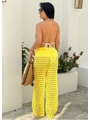 SAÍDA DE PRAIA CALÇA NO TRICÔ AMARELA LOOK1256 - 2