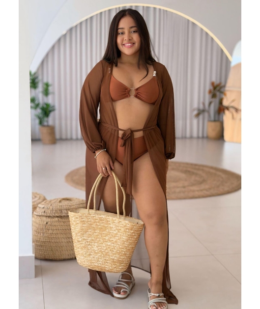 SAÍDA DE PRAIA LONGA NO TULE MARROM