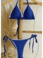 BIQUÍNI CORTININHA CROCHÊ CALCINHA AMARRAR AZUL BIC COLEÇÃO BRASIL RAIZ - 4