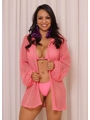 SAÍDA DE PRAIA CAMISA CROCHE ROSA COLEÇÃO FOLIA - 1