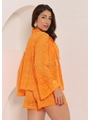 SAÍDA DE PRAIA CONJUNTO COM SHORT NO CROCHÊ LARANJADO COLEÇÃO PÉROLA - 2